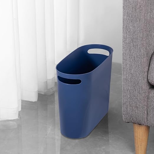 rejomiik Small Trash Can, 3.5 Gallon Slim Garbage Can Plastic Waste Basket with Handles Container Bin for Narrow Spaces Bathroom, Bedroom, Kitchen, Office at Home, Blue - Image 4