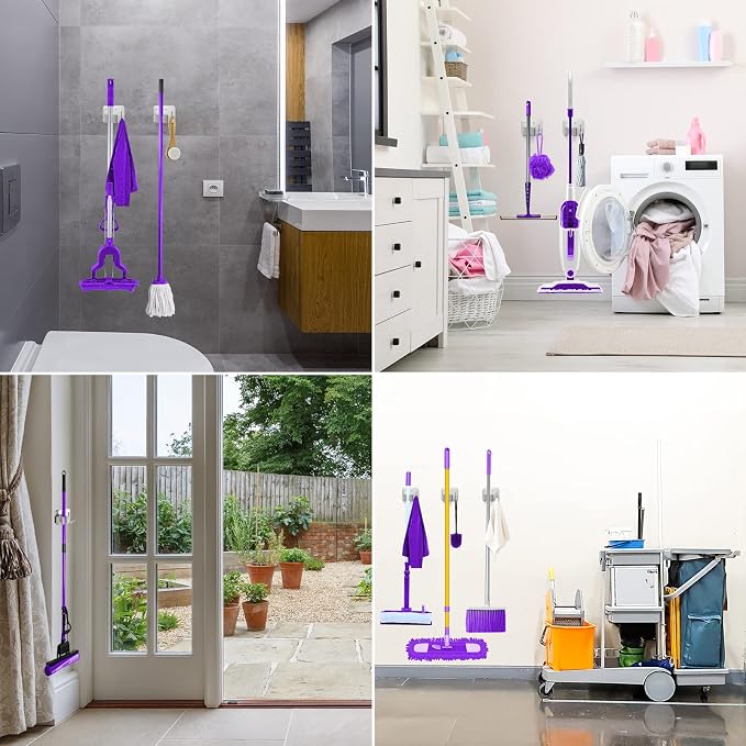 Broom Holder Wall Mount Screw Drilling, Sturdy Heavy Duty Stainless Steel Mop Gripper Rack Perforated, Perfect for Laundry Room Organizer, Fit with Laundry Kitchen Garage Garden Storage System - Image 6