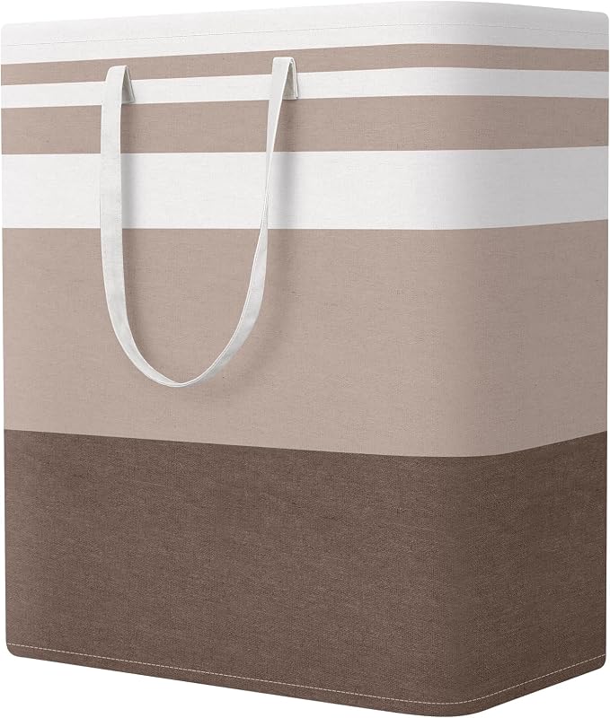 StorageRight Large Collapsible Laundry Basket Hamper with Easy Carry Handles，Freestanding Clothes Hampers for Laundry, Bedroom, Dorm, Towels, Toys, 100L, Khaki by StorageRight