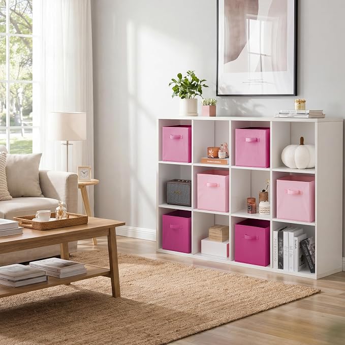 Cupic Cupid 11 Inch Storage Cube, Fabric Cube Storage Bin with Handles, Storage Cube Organizer for Clothes and Toys, Collapsible Cube Bins for Closet, Shelves, Nursery, 6-Pack, Pink Gradient - Image 3