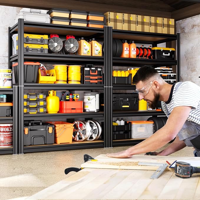 71.2"H Storage Shelves, 5 Tier Adjustable Wood Garage Shelving, Utility Tall Metal Shelving Unit, Easy to install Standing Garage Storage for Warehouse,Bedroom,Basement,31.5"W X 13.8"D X 71.2"H - Image 8