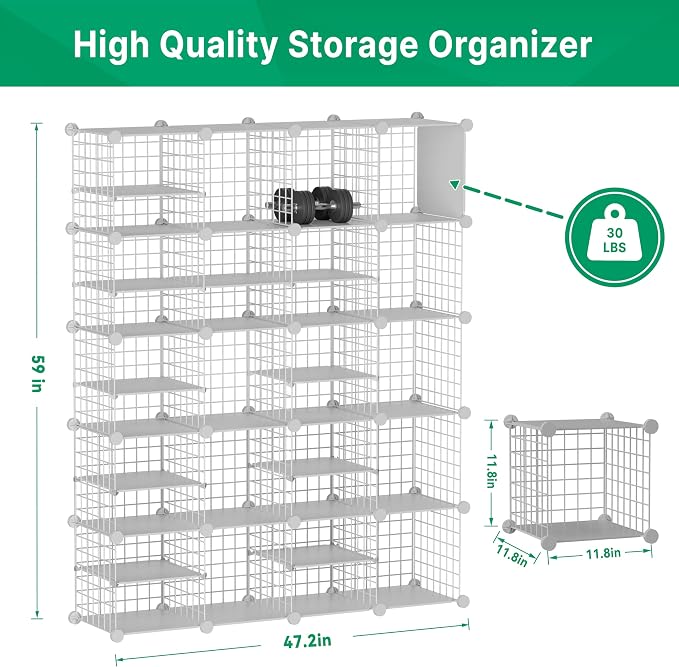 Wire Cube Storage Organizer, 20 Cubes Converted into 23 Cubes, Sturdy Metal Grids Storage Shelf Closet Shelving Units and Storage, Shelves for Bedroom LIvingroom Office - Image 4