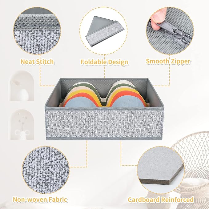 DIMJ Drawer Organizers Cloths, Closet Underwear Organizer, 15 Packs Foldable Closet Organizers, Sock Drawer Organizer, Fabric Dresser Drawer Dividers for Clothes Underwear Bras Socks - Image 3
