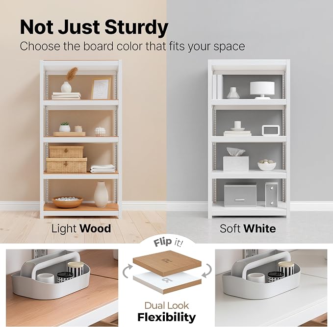 HOMEDANT House 48.1" W 5 Tier Heavy Duty Garage Shelving Adjustable Metal Rack Storage Shelves Standing Shelf Unit Organizers Industrial Warehouse Basement White 2Pack - Image 12
