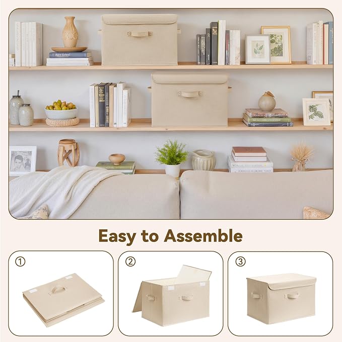 GRANNY SAYS Closet Storage Bins, Decorative Storage Boxes with Lids, Clothes Organizing Bins, Lidded Baskets for Toys, Clothing, Extra Large, Khaki, 2-Pack - Image 7