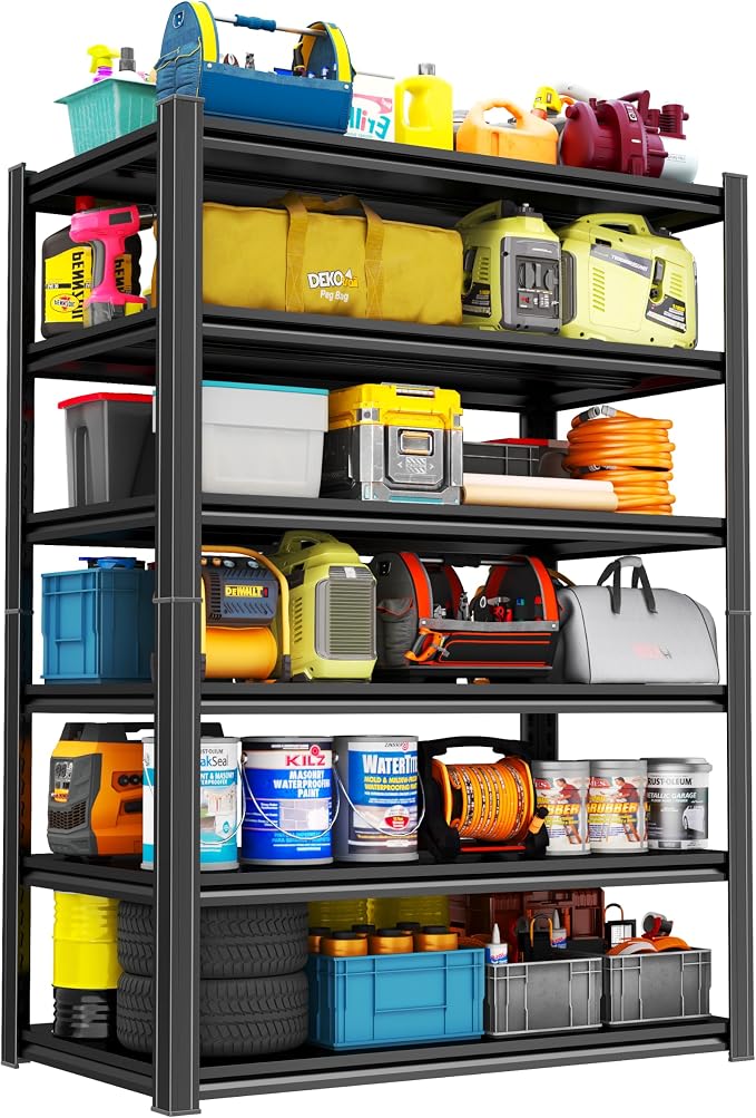 PRESTELION 6-Tier Storage Shelves Heavy Duty 3000LBS Garage Shelving Unit Adjustable Metal Shelf for Basement, Warehouse, Pantry, Closet, Kitchen 78" H x 45.3" W x 19.7" D, Black by PRESTELION