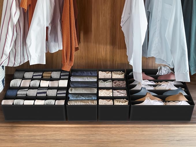 Simple Houseware Closet Underwear Organizer Drawer Divider Assorted 7 Pieces, Black - Image 7