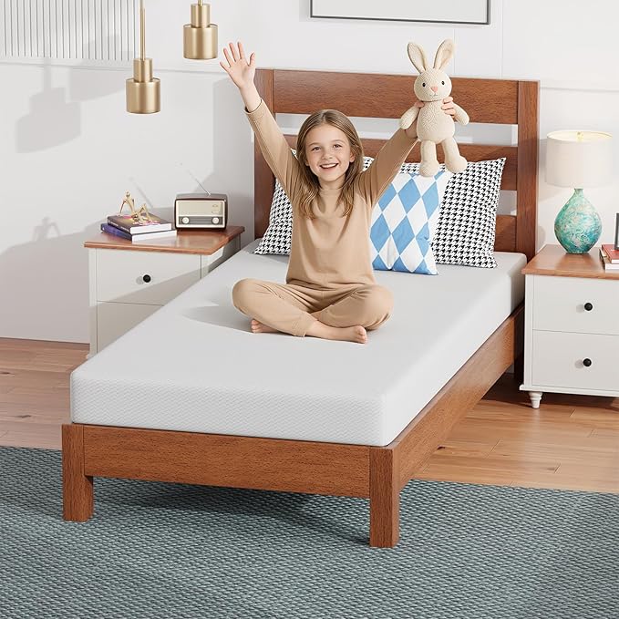 FDW 6 Inch Twin Mattress, Base Foam, Medium Firm Support, Breathable & Comfortable, Removable Washable Zipper Cover, Bed-in-a-Box，CertiPUR-US Certified
