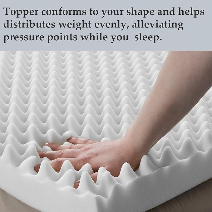 Treaton, 1-Inch Convoluted High Density Foam Mattress Topper, CertiPUR-US Certified for Superior Comfort and Support, Twin, Green