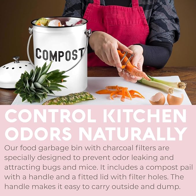 EPICA Countertop Compost Bin Kitchen | 1.3 Gallon | Odorless Composting Bin with Carbon Filters | Indoor Compost Bin with Lid | Stainless Steel Kitchen Composter for Food Scraps & Waste Recycling - Image 8