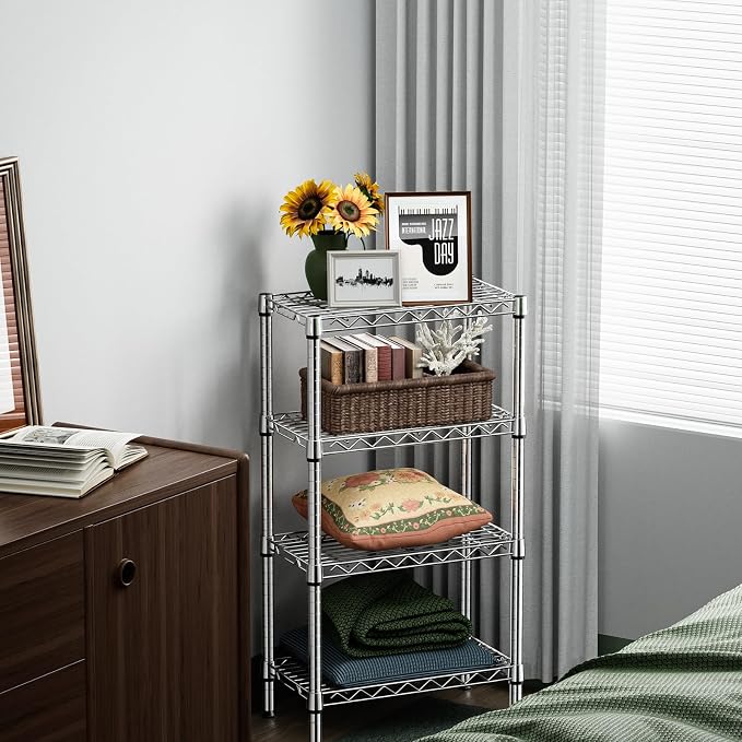 M MZG 1000 lbs 4 Tier Shelf Metal Storage Shelves Wire Rack Closet Organizers with PP Board for Garage Kitchen Bathroom Laundry Chrome 11.8" D x 21.7" W x 39.5" H - Image 5