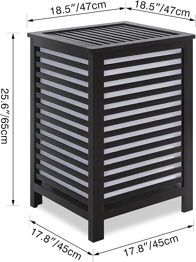 SMIBUY Double Laundry Hamper with Lid, 120L Bamboo Laundry Basket with Removable Liner Bag, 2-Section Clothes Divider Laundry Sorter for Laundry Room, Bathroom, Bedroom (Black) - Image 3