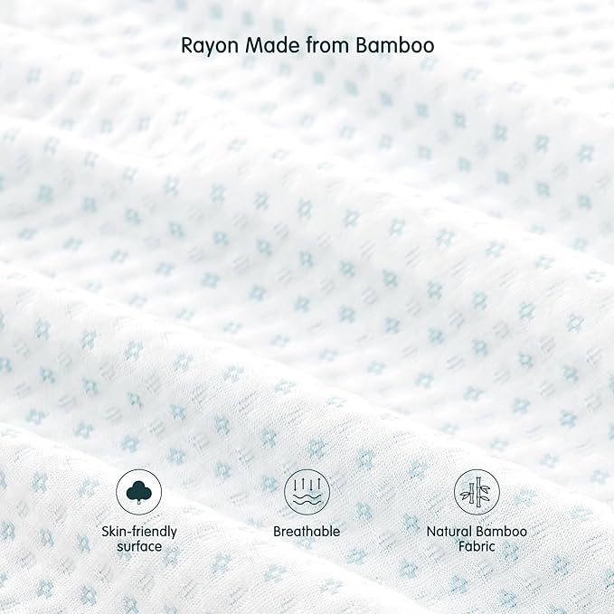 SyMax 4 Inch Mattress Topper Cover, California King Size Mattress Topper Protector Cover, Breathable Removable Zipper Cover Made from Bamboo