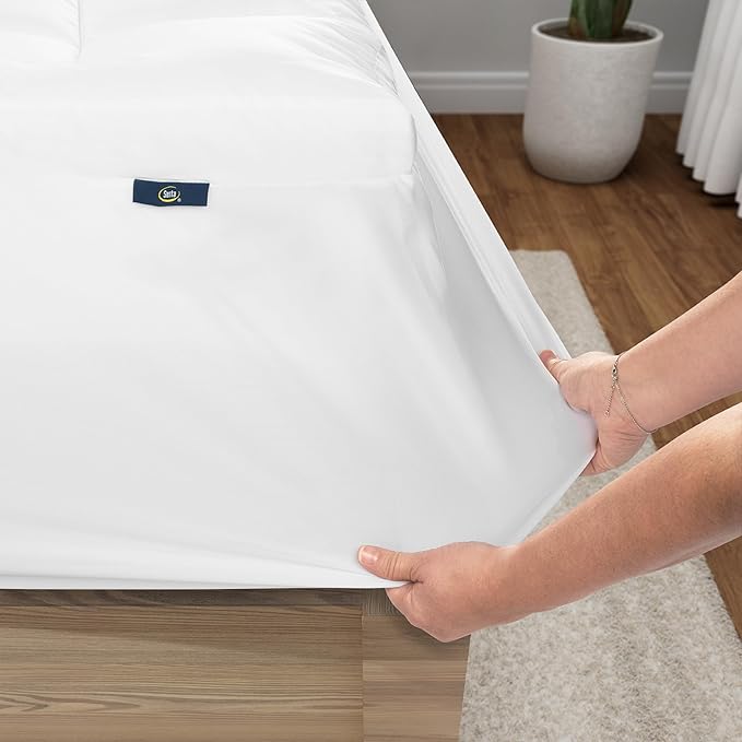 Serta Memory Flex Soft California King Mattress Topper, 2" Pillow Top Mattress Pad, Cushioning Stain Resistant Mattress Protector with 15" Pocket for Secure Fit, Machine Washable, White