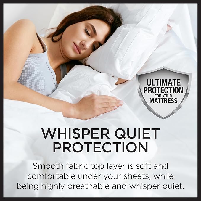 Protect-A-Bed Essential Mattress Pad Queen, 100% Waterproof, Dust Mite Barrier Mattress Pad, Breathable & Quiet, Antimicrobial, Fits 11"-18" Mattresses