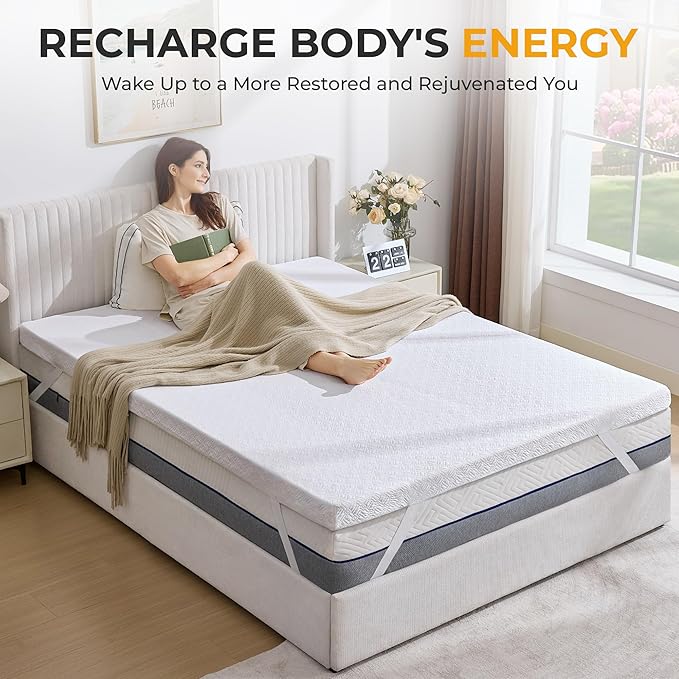 BDEUS 3 Inch Memory Foam Mattress Topper Twin XL Size for College Dorm Room, Soft Mattress Pad for Back Pain Relief, Bed Topper with White Cover, CertiPUR-US Certified