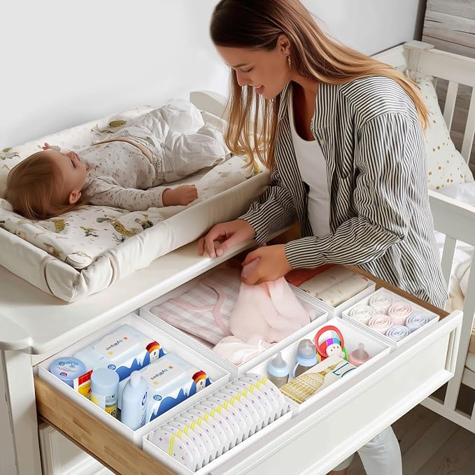 DIMJ Drawer Organizer Clothes - 20 Pack Closet Drawer Organizer Bins for Baby Clothes Storage, Fabric Dresser Organizer for Nursery Bedroom, Foldable Small Drawer Dividers for Underwear Socks - Image 3