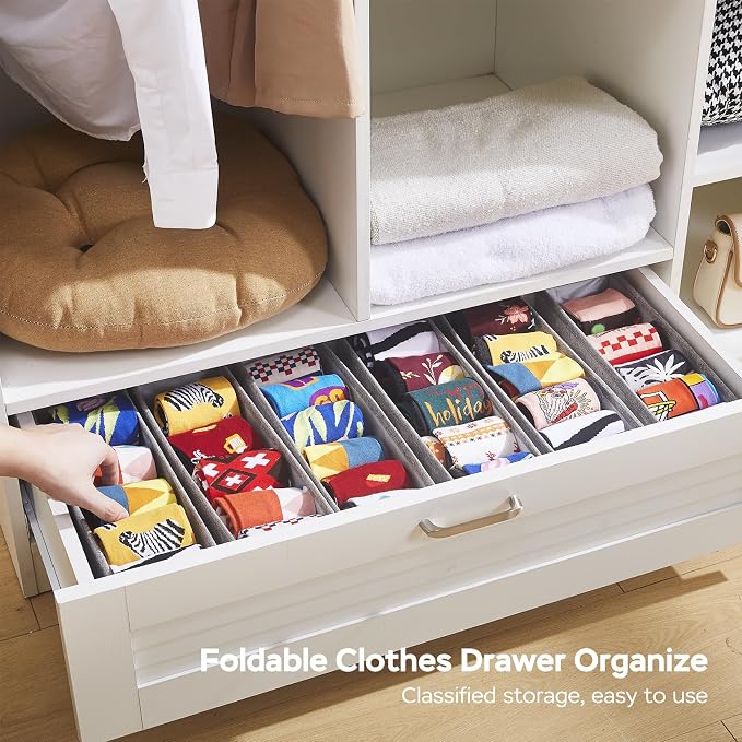 MURRI&MURRDI Mini Foldable Clothes Drawer Organizer 6 Pcs, Narrow Fabric Drawer Organizer for Nursery, Small Dresser Storage Bins for Clothing Sock Underwear Bra Belt Tie Scarves, Gray - Image 7