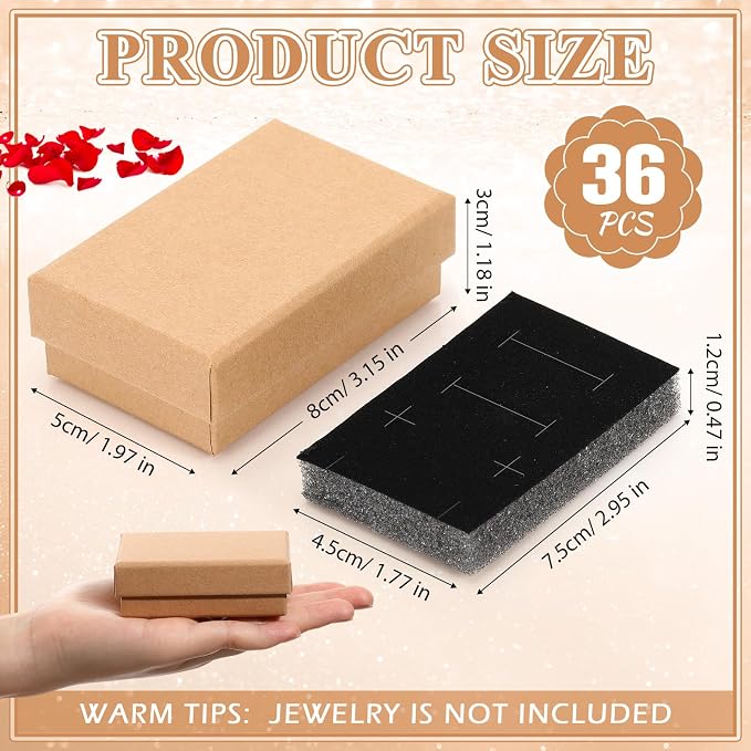 Batiyeer 36 Pcs Cardboard Jewelry Gift Boxes Jewelry Boxes Packaging Small Earring Gift Box with Lids for Necklace Ring Bracelet Party - Image 2