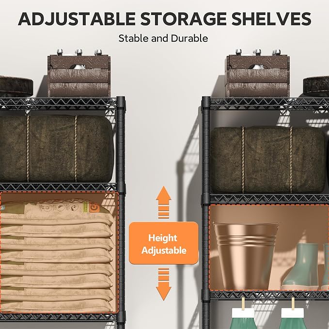 M MZG 2400LBS 35.5" W Standing Shelf Units Wire Rust-Proof Outdoor Storage Shelving 4-Tier Utility Shelving Unit for Garden Home,Kitchen,Office Dark Grey 17.7" D x 35.5" W x 59.4" H - Image 4