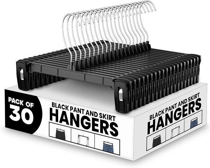 Utopia Home Skirt Hangers - 30 Pack Plastic Hangers with Clips and 360 Swivel Hook for Closet Use and Hanging Bottoms Such as Skirts Pants Jeans by UTOPIAHOME