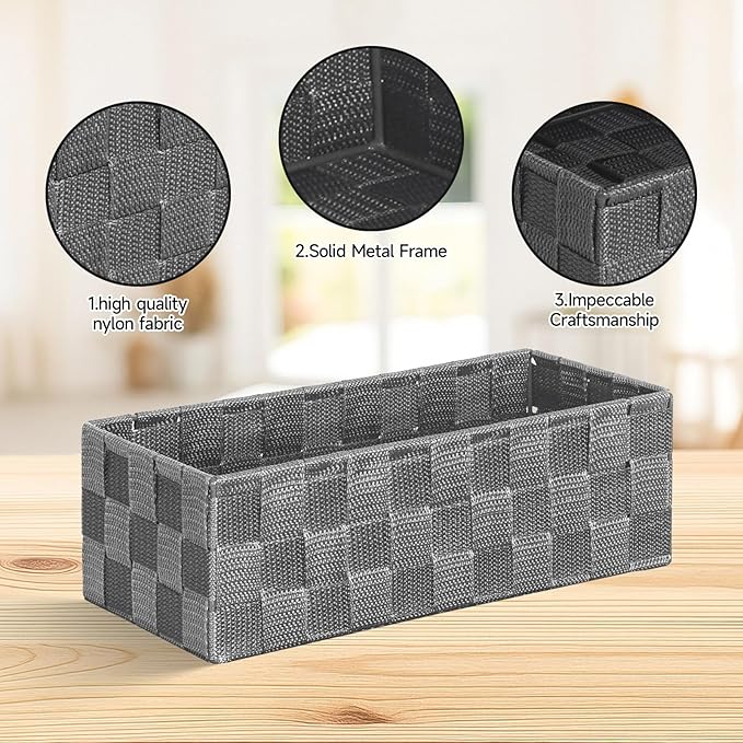 Posprica Woven Baskets, Storage Baskets for Organizing (Set of 8), Cube Baskets Bin Container Matching Storage Boxes Organizers for Pantry, Office, Shelves, Media-room - Image 5