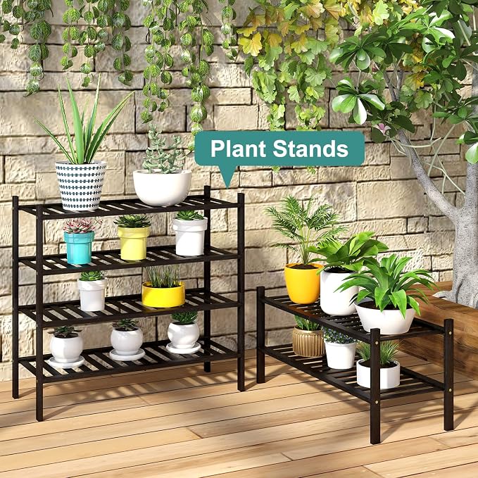 viewcare 2-Tier Black Bamboo Shoe Rack for Entryway, Stackable | Foldable | Natural, Shoe Shelf Storage Organizer for Hallway Closet, Free Standing Shoe Racks for Indoor Outdoor - Image 7
