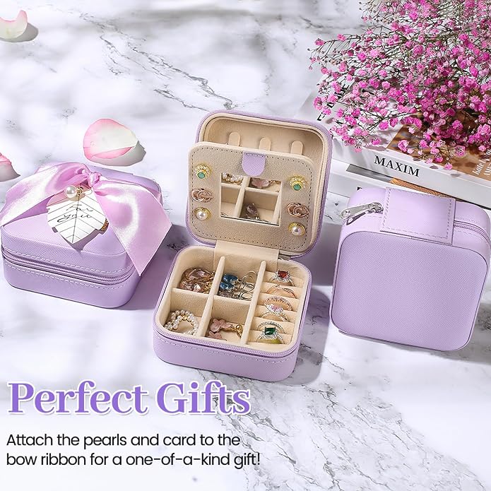 AYGXU Travel Jewelry Box for Women and Girls - Small Case With Initial A-Z - Teacher Gifts - Image 2
