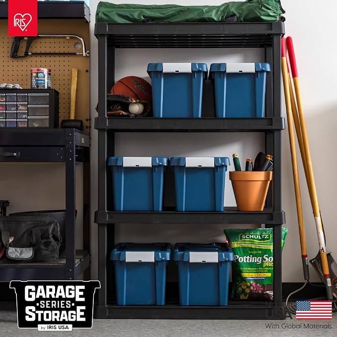 IRIS USA 5 Gallon Eco-Friendly Lockable Storage Bins with Lids, 6 Pack - Made in USA, Heavy Duty, Stackable Containers, Garage Organizing Bins Moving Tubs, Rugged Sturdy Equipment Utility Box - Navy - Image 7