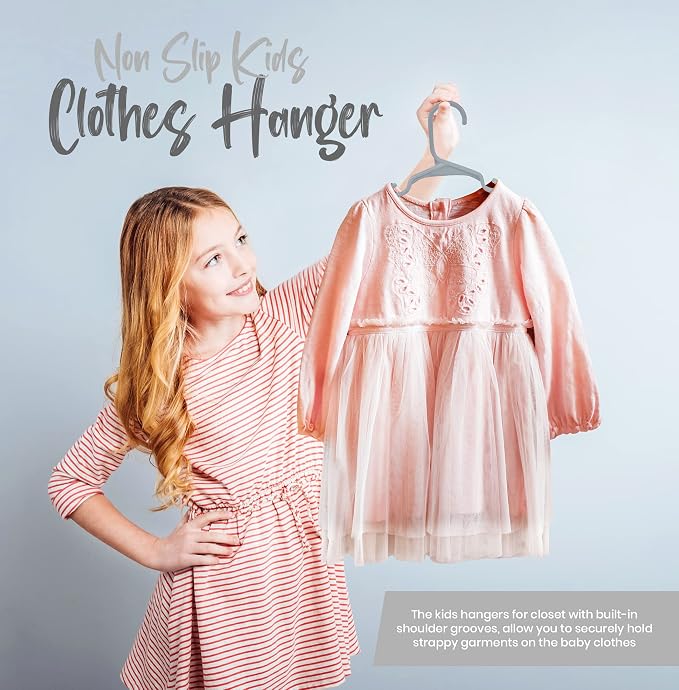 Utopia Home 60 Pack Kids Hangers - 11.5 Inch Plastic Baby Hangers for Closet - Childrens Hanger for Clothes & Infant Hanger for Closet - for Everyday Standard Use (Gray) - Image 7