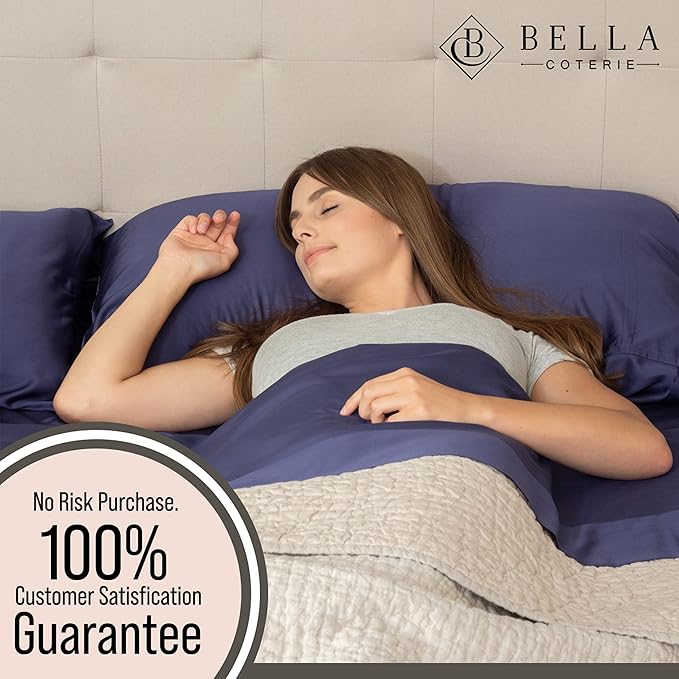 Bella Coterie Luxury Bamboo Viscose Cal King Size Sheet Set | 100% Organically Grown | Ultra Soft | Cooling for Hot Sleepers | 18" Deep Pocket [Twilight Blue]