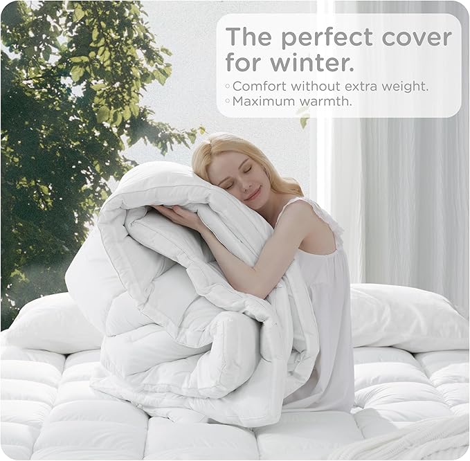 KUB Mattress Topper&Cooling Mattress Protector Bed Fitted Sheet Set, Deep Pocket&4 Elastic Bands, Triple Anti-Slip, Back Pain Relief, Breathable Soft 2 inch Mattress Pad Cover (White, Twin)