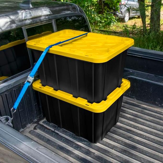 Sterilite 12 Pack Industrial Tote Organizers, Plastic Storage Container Bins with Lids, 27 Gallon - Heavy-Duty Organizing Containers for Closet, Bathroom, and Office - Image 4