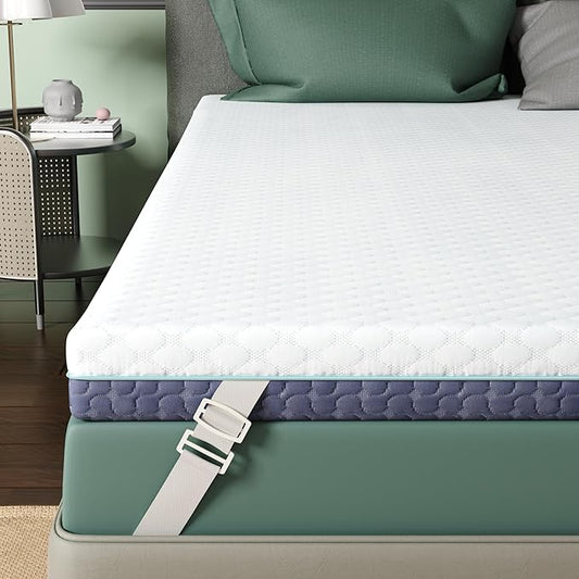 3 Inch Firm Mattress Topper Full XL Size, Memory Foam Bed Topper with Soft & Firm Options for Back Pain Relief, Mattress Topper with 2-Sided Cover, Ergonomic 5-Zone Design, CertiPUR Certified