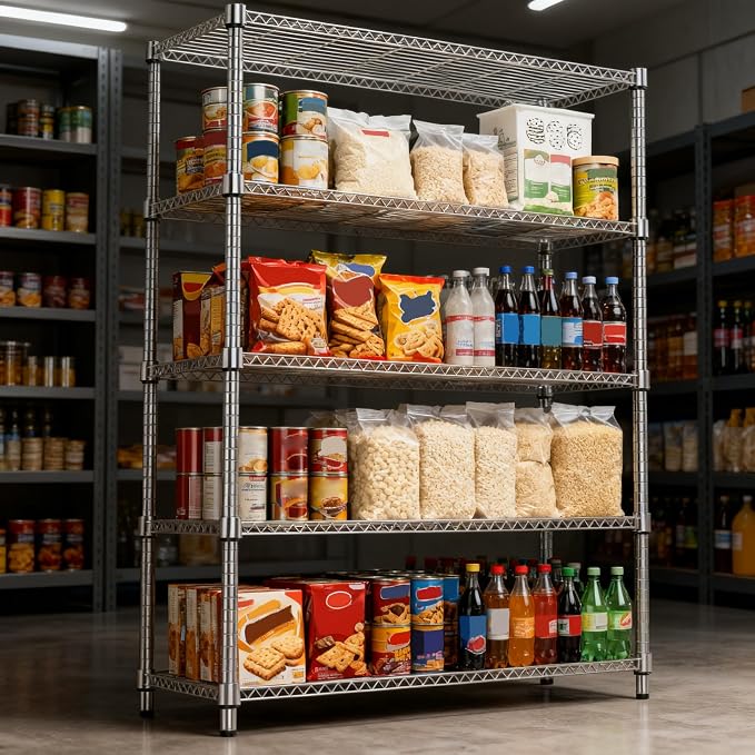 M MZG 1750LBS 47.2" W 5 Tiers Shelf Steel Storage Shelves Metal Shelving Unit Steel Organizer Wire Rack for Home,Kitchen,Office,Garage Chrome 17.7" D x 47.2" W x 72.4" H - Image 5