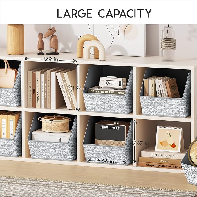 Homsorout Large Closet Storage Cubes - Closet Storage Bins with Dual Handles for Clothes, Towels, Toys, Shelf Organizer Bins for Bedroom, Nursery, Shelves, Small Spaces, Ant Light Gray, 4 Pack - Image 2