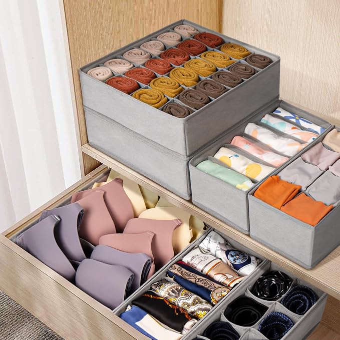 Criusia 16 Pack Sock Underwear Drawer Organizer, 96 Cells Dresser Organizer for Baby Clothes, Foldable Fabric Closet Organization and Storage Dividers Bins for Nursery, Bedroom - Image 5