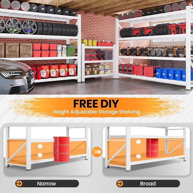 79”W Garage Shelving Heavy Duty, 7000LBS Metal Storage Shelves, 24” Deep Storage rack shelf, Steel Tall Industrial Shelving , 4 Tier Adjustable Standing Shelf for Warehouse / Shop 79"W x 24"D x 79"H - Image 4