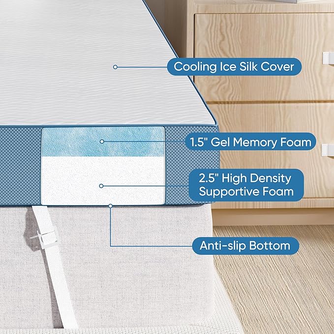 4 Inch Firm Mattress Topper California King Size, Memory Foam Mattress Topper Extra Support, High-Density Memory Foam Bed Topper for Pain Relief, with Removable Soft Cover, CertiPUR-US Certified