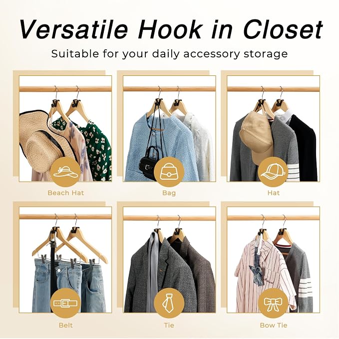 HOUSE DAY Space Saving Hanger Hooks 20 Pack, Black Clothes Hanger Connector Hooks, Heavy Duty Hangers Hook Space Saver, Sturdy Hangers Connector Hook, Premium Cascading Space Saver for Closet - Image 3