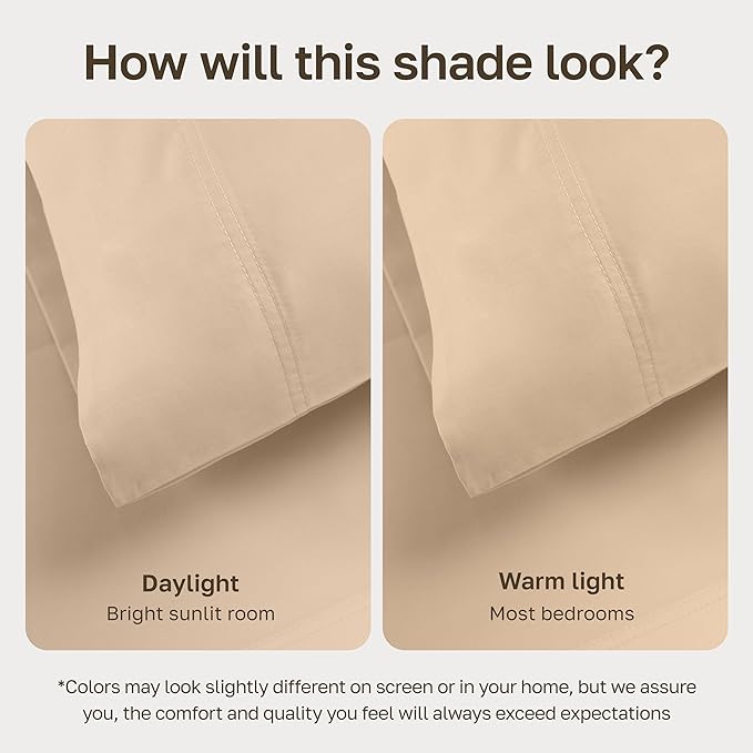 California Design Den 100% Cotton Full Sheet Set, 600 Thread Count Sateen, Soft, Bed Sheet with Deep Pockets, Bedding Sheets & Pillowcases (Golden Tan)