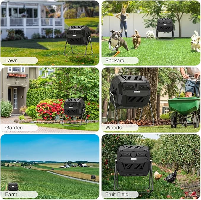 Compost Tumbler Bin Composter Dual Chamber 43 Gallon (Bundled with Pearson's Gardening Gloves) - Image 8