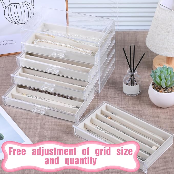5 Layer Acrylic Necklace Storage Drawer, Dustproof Jewelry Box Organizer with 5 Drawers Dustproof Necklaces Box Clear Acrylic Jewelry Boxes for Women Girls Ring Necklace Earring Bracelet Organizers - Image 4