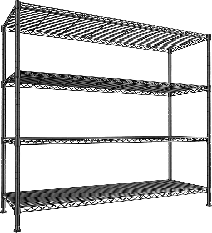 REIBII Storage Shelves 45.3''W Wire Shelving Unit 4 Tier Metal Shelves for Storage Rack Metal Shelving for Pantry Shelves Kitchen Steel Shelving, 45.3''W*63''H*17.7" D by REIBII