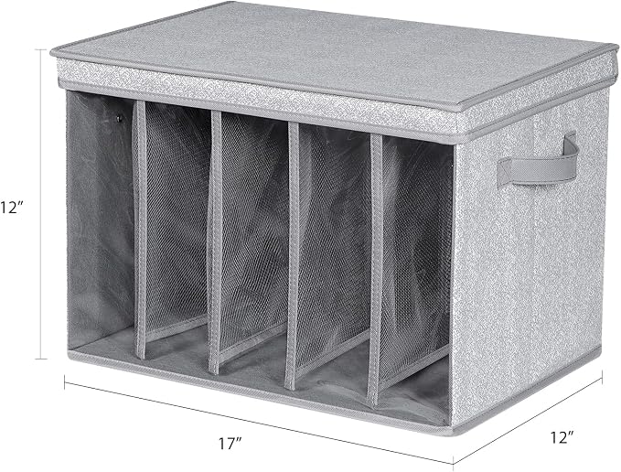 Zilink Upgraded Sweater Storage for Closet Shelf with Lids and Support Boards Clothes Organizer for Closet with 5 Grids Divider Sweater Organizers for Sweaters, Jeans, Pants, Grey Pattern, 3 Pack - Image 2
