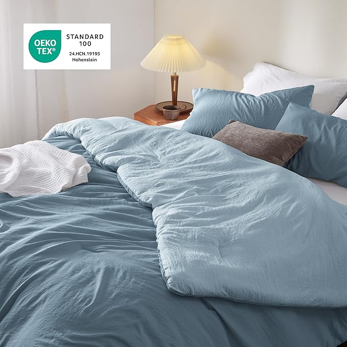 Bedsure Full Comforter Set, Mineral Blue Soft Prewashed Bedding for All Seasons, 3 Pieces GentleSoft™ Bed Set, 1 Lightweight Comforter (82"x86") and 2 Pillowcases (20"x26")