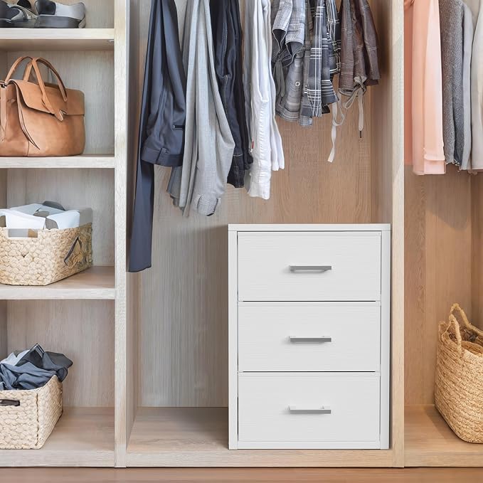 BOLUO Closet Drawers White Fabric 3 Drawer Small Dresser for Closet Organizers and Storage Bedroom Dorm Modern - Image 6