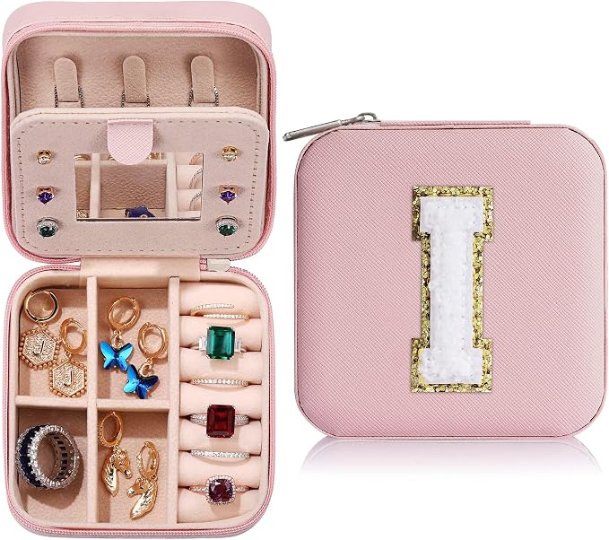 Parima Travel Jewelry Organizer for Women | Necklace, Earring, Ring Organizer | Women's Travel Gifts - Letter I, Pink by PARIMA