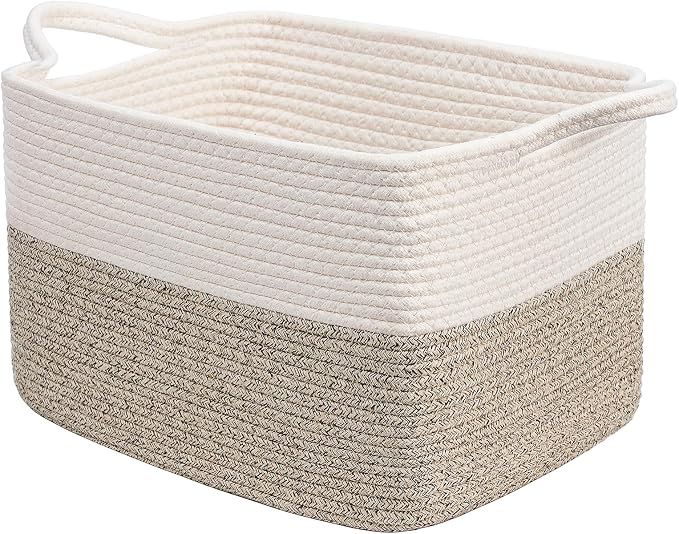 Goodpick Woven Storage Baskets for Organizing, Baby Basket for Gifts, Dog Toy Storage Bins for Shelves, Cute Baskets for Home Decor, Rope Basket for Towels, 13" x 10" x 9", Brown by Goodpick