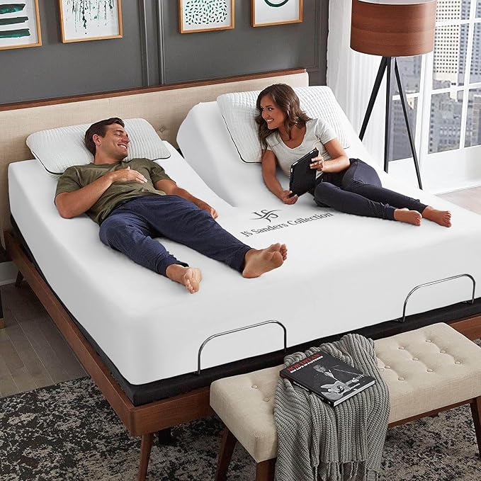 Flex Head Queen Waterproof Mattress Protector for Sleep Number Adjustable Beds, 100% Terry Cotton, Fitted Style 39" Half Split Mattress Cover, Fits Upto 18 Inch Deep Pocket, 60" x 80, White